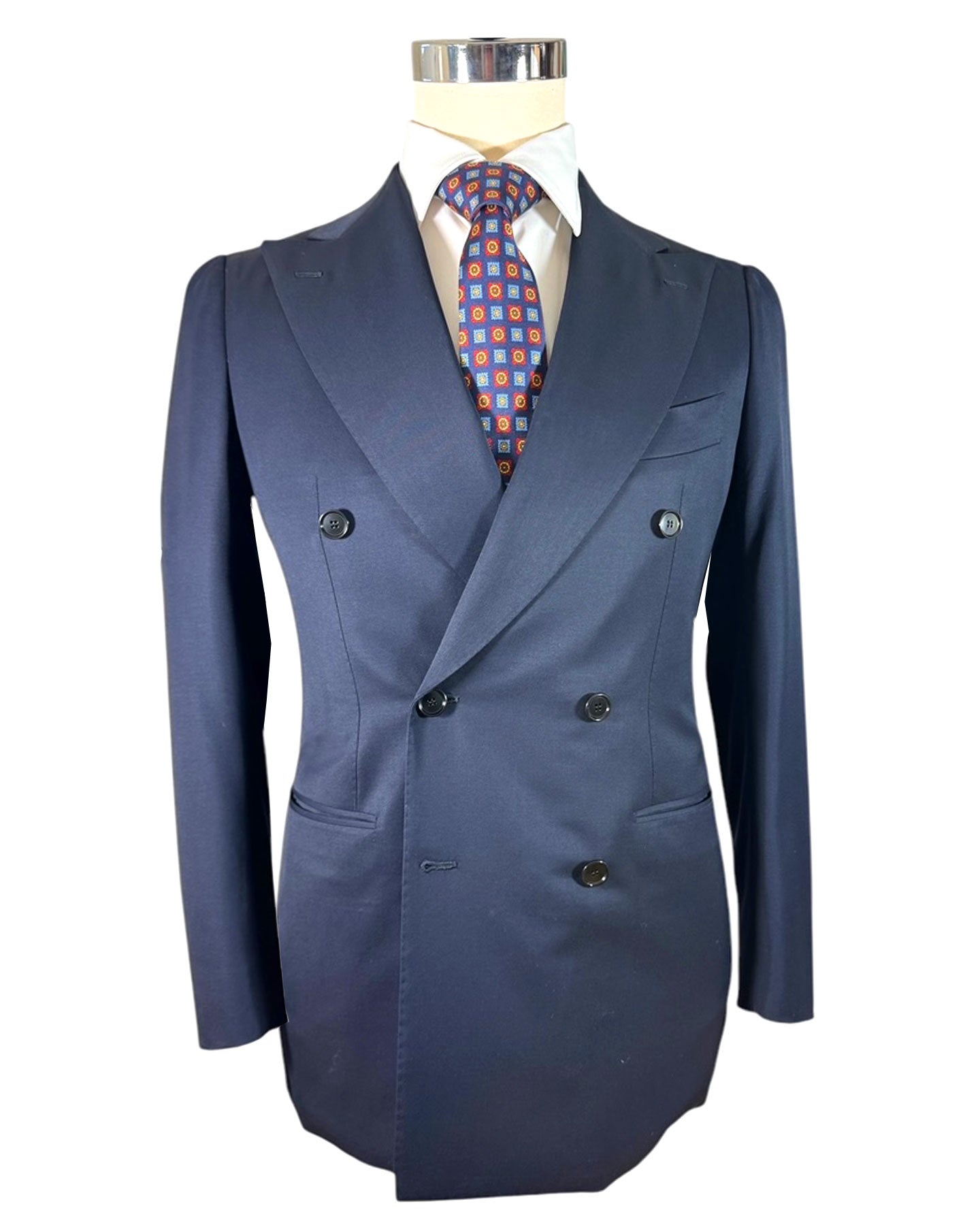 Cesare Attolini Suit Double Breasted Dark Blue Super 150's Wool EU