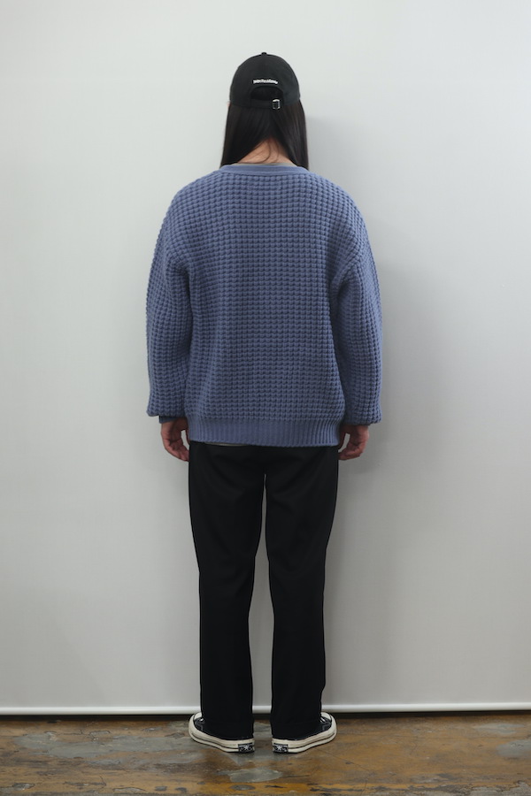 TIGHT / WAFFLE KNIT CARDIGAN（BLUE）