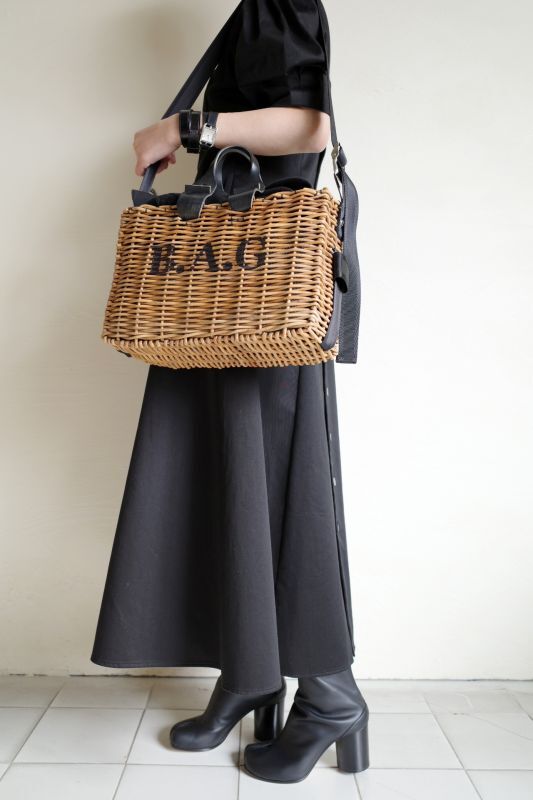 ebagos エバゴス ブライドルレザー×籐プリント入りショルダーバッグ - tity