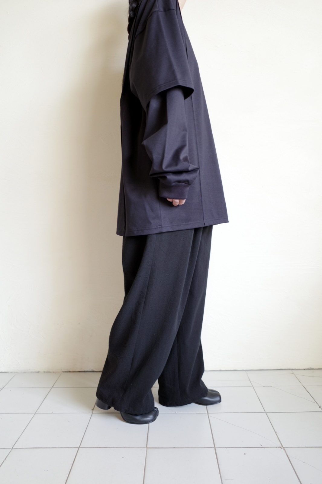 ssstein OVERSIZED LAYERED SLEEVE TEE ・DARK NAVY - tity
