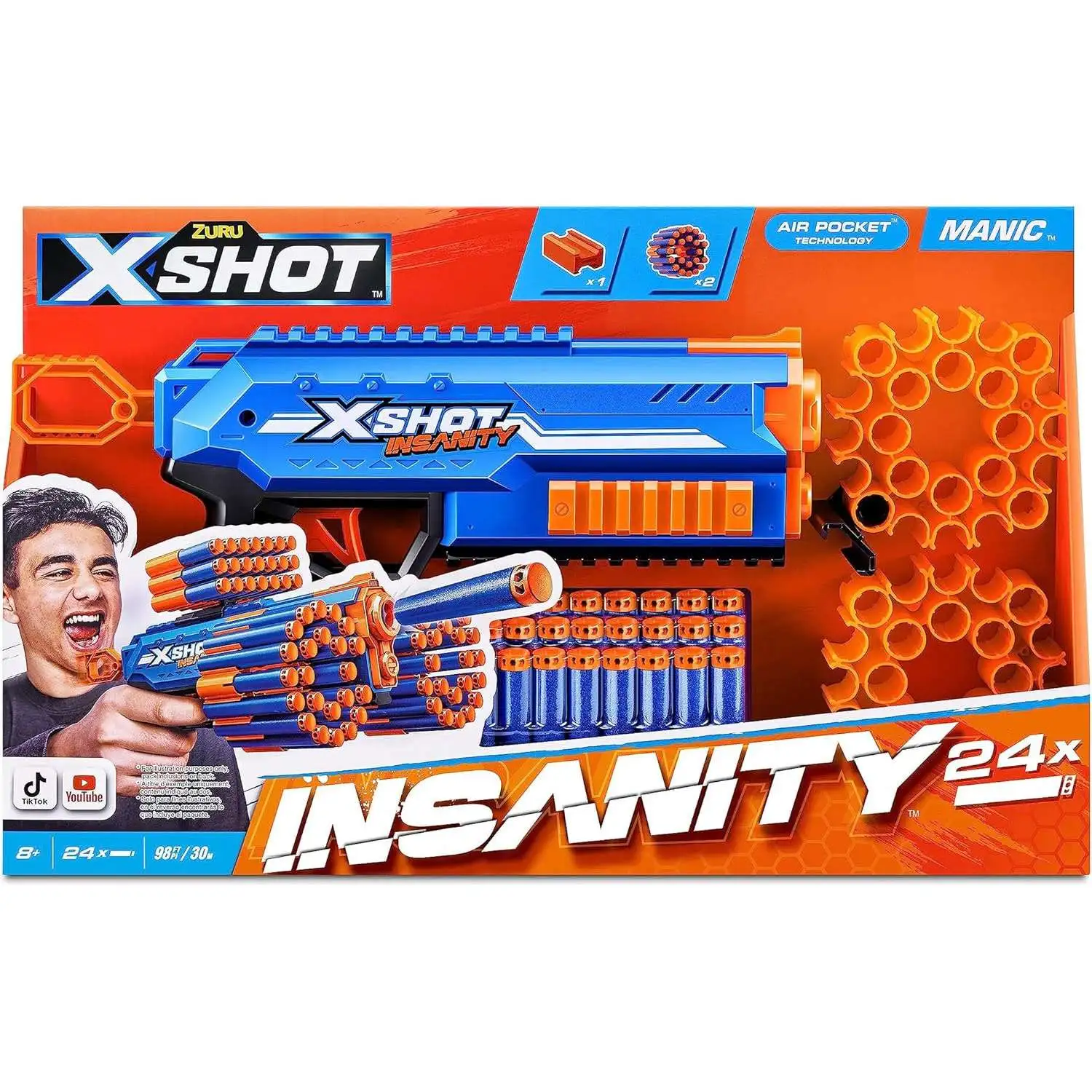 X-Shot Insanity Maniac Blaster 24 Darts Zuru Toys - ToyWiz
