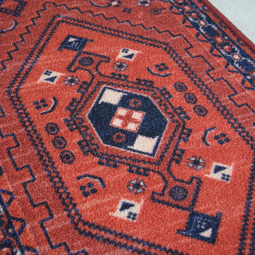 ヴィンテージ風ミニラグマット TOCORU Series トライバル柄ラグ ループ