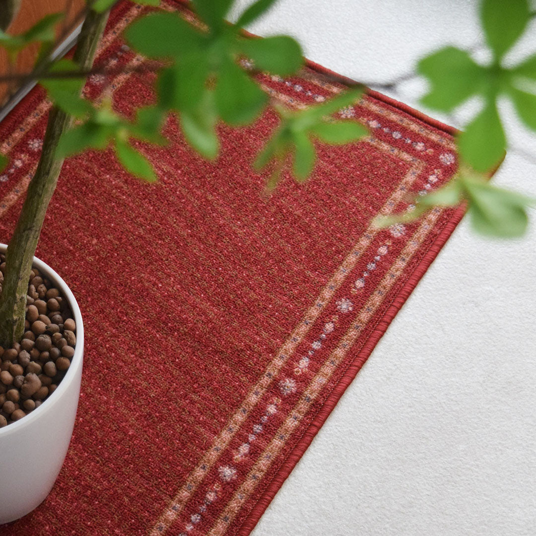 ヴィンテージ風ミニラグマット TOCORU Series スクエア ループ レッド