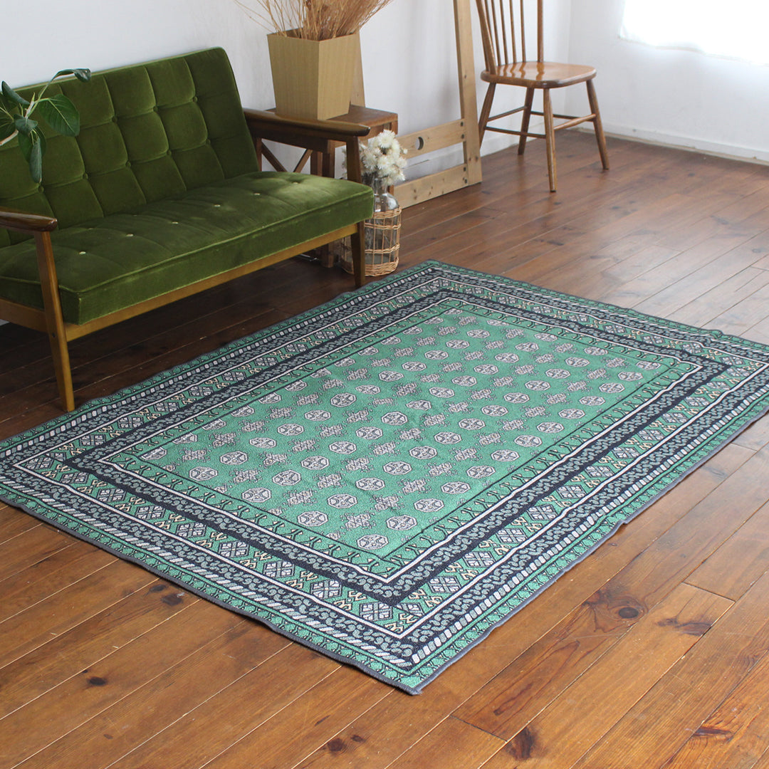 ヴィンテージ風ラグ TOCORU Series AFGHUN ループ グリーン– ラグと