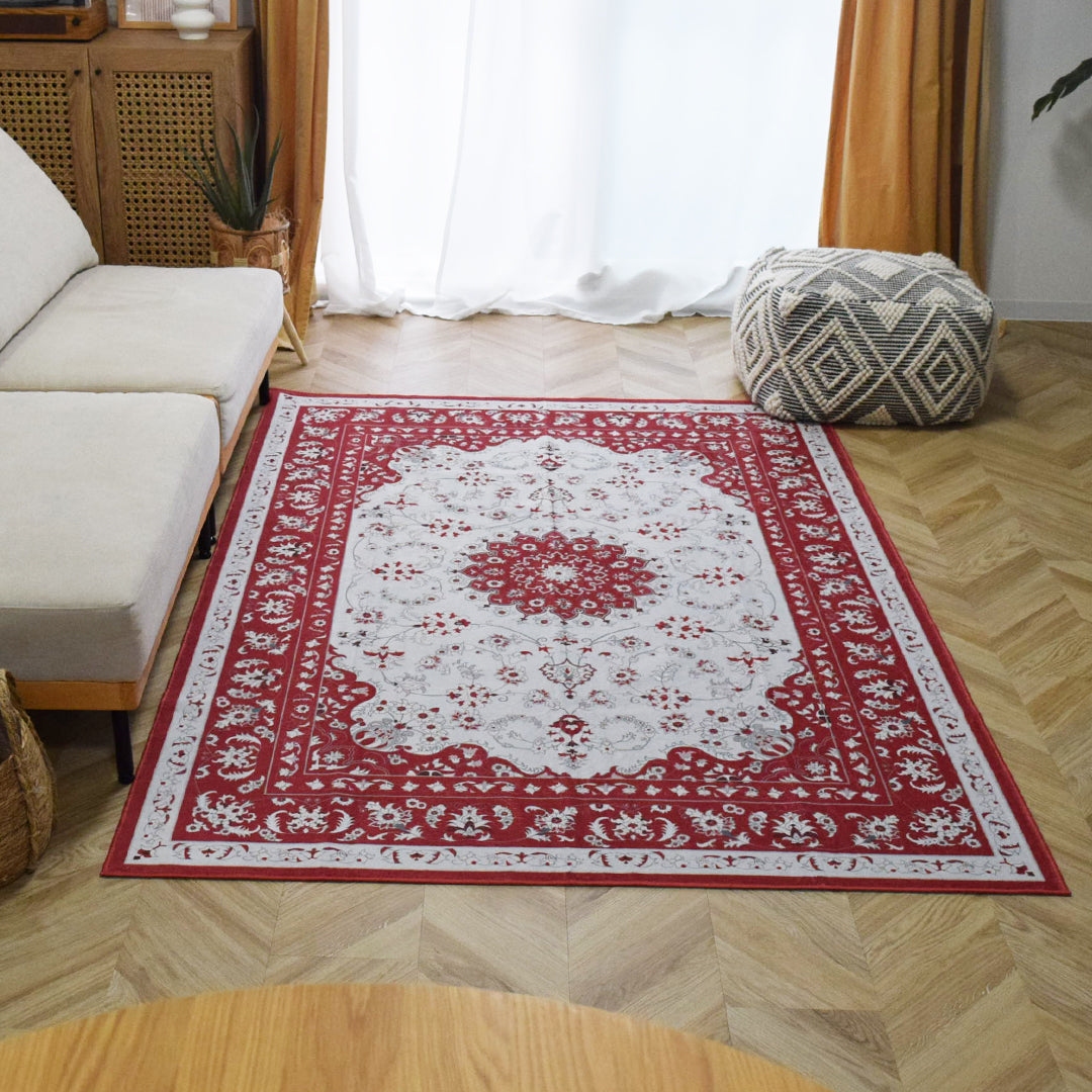 ヴィンテージ風ラグ TOCORU Series ペルシャ フランネル カット レッド