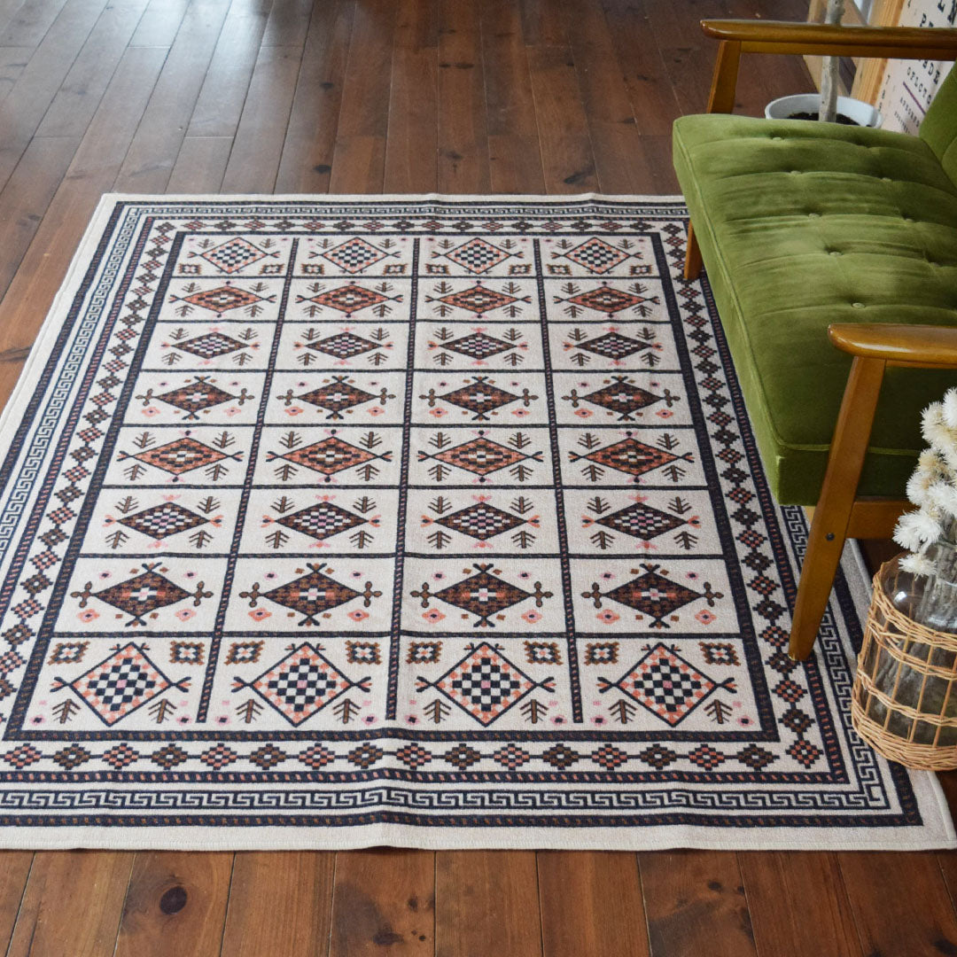 ヴィンテージ風ラグ TOCORU Series タイマニ ループ ベージュ– ラグと