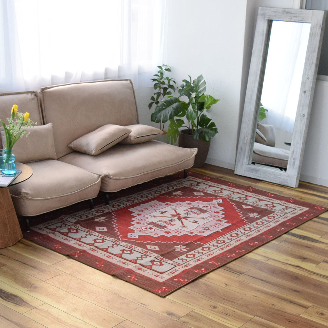 ヴィンテージ風ラグ TOCORU Series アナトリア ループ レッド– ラグと