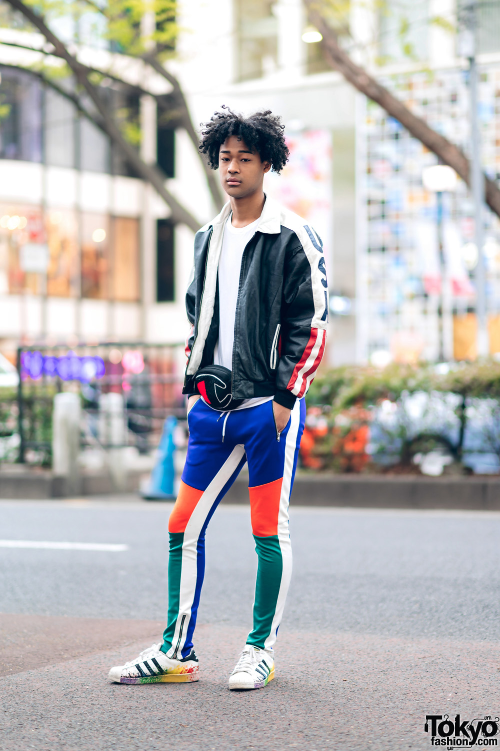Japanese Male Model in Vintage Athleisure Streetwear Style w