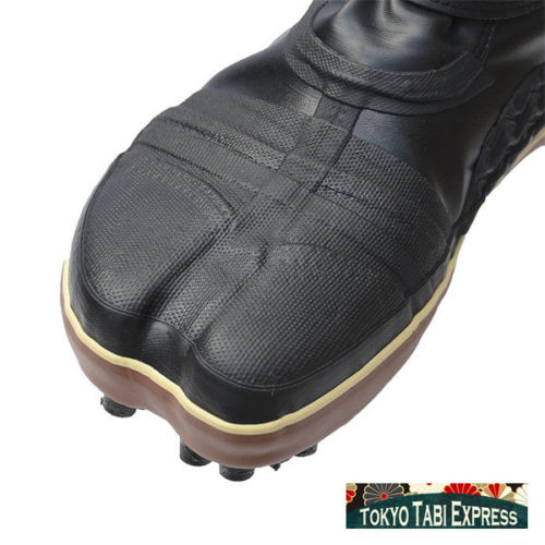 BLACK SHOES BLACK SPIKED BROWN STRIPE TABI NINJA BOOTS JAPANESE