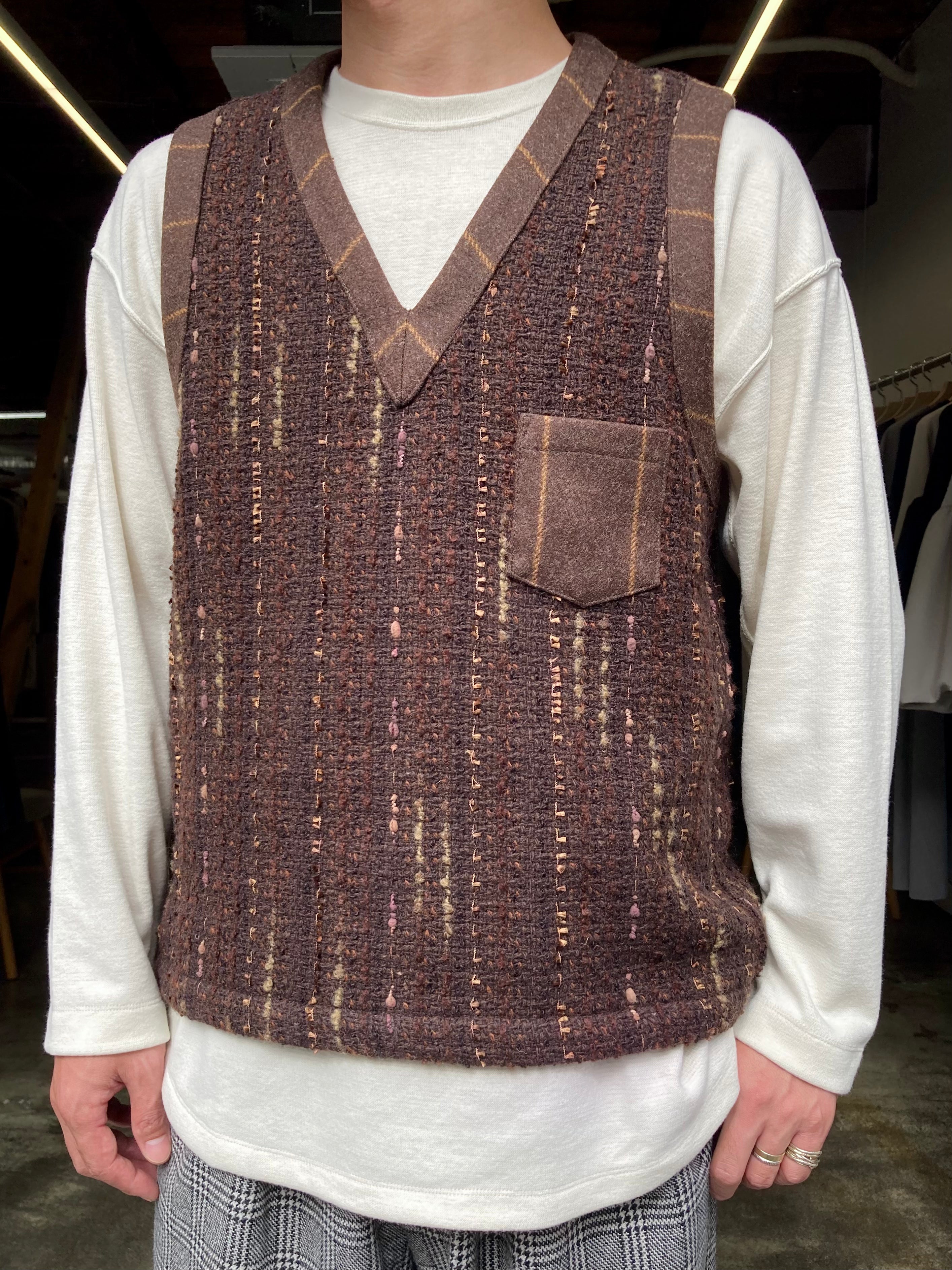 frank leder / フランクリーダー】BROWN VINTAGE WOOL VEST - with