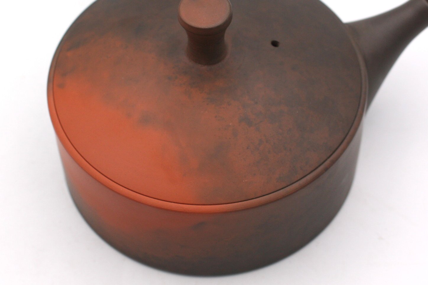 岩瀬弘二 朱窯変平切立型急須 陶製茶こし kouji011 - 常滑焼急須館