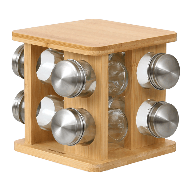 PORTA-TEMPEROS CONJUNTO COM 8 PEÇAS BAMBOO INCOLOR/BAMBU | Tok&Stok