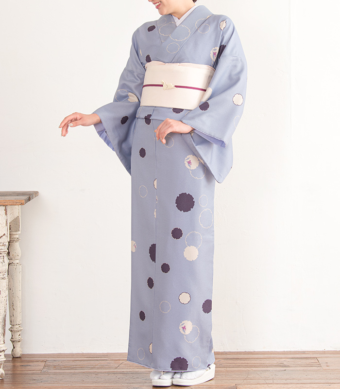 お仕立済み・袷】洗える小紋（雪輪に花）（L） 0016-00901-F 単品