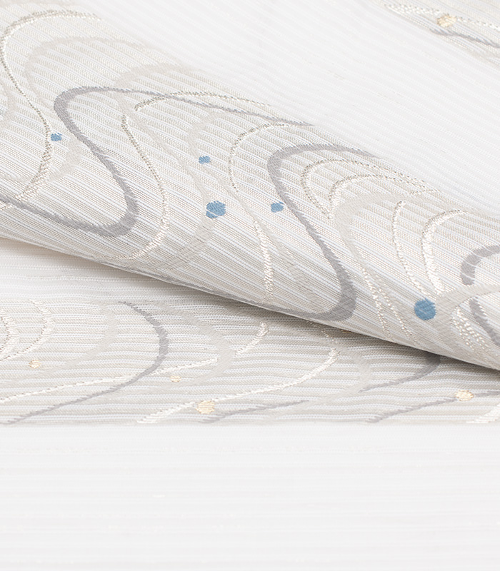 お仕立付き】都粋オリジナル 正絹夏名古屋帯（横段流水文：白） 正絹