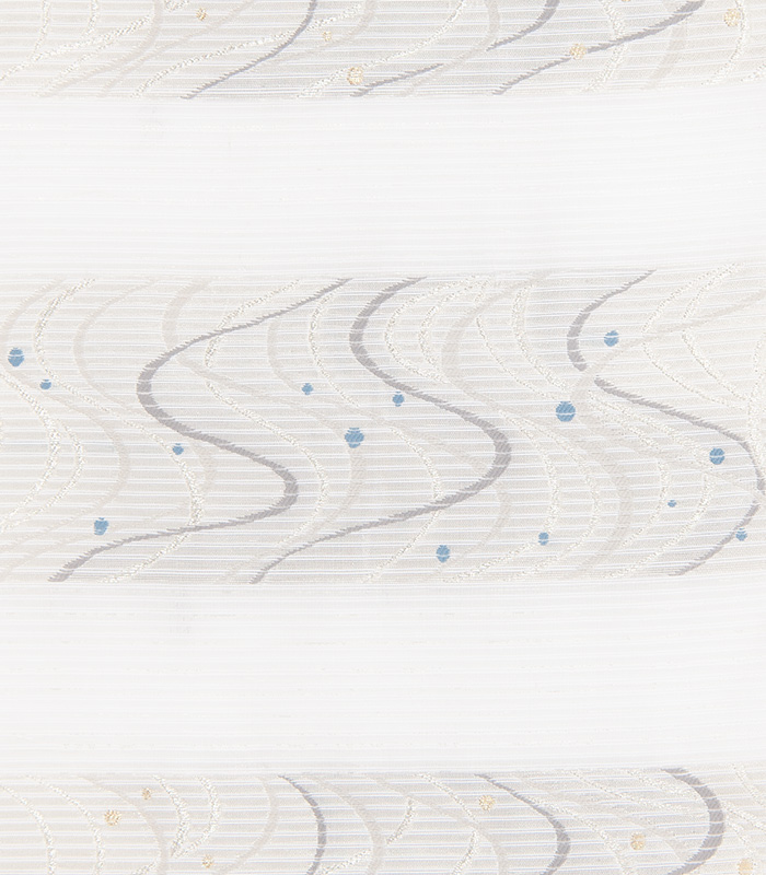 お仕立付き】都粋オリジナル 正絹夏名古屋帯（横段流水文：白） 正絹