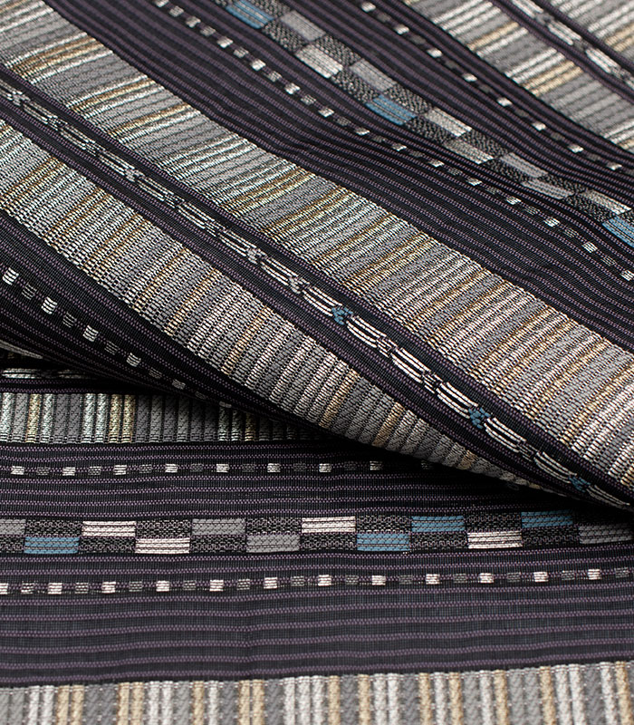 お仕立付き】都粋オリジナル 正絹夏名古屋帯（横段幾何学模様：紫