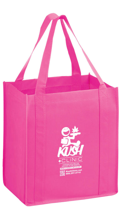 Wholesale AWARENESS PINK HEAVY DUTY NON-WOVEN GROCERY TOTE BAG WITH PO
