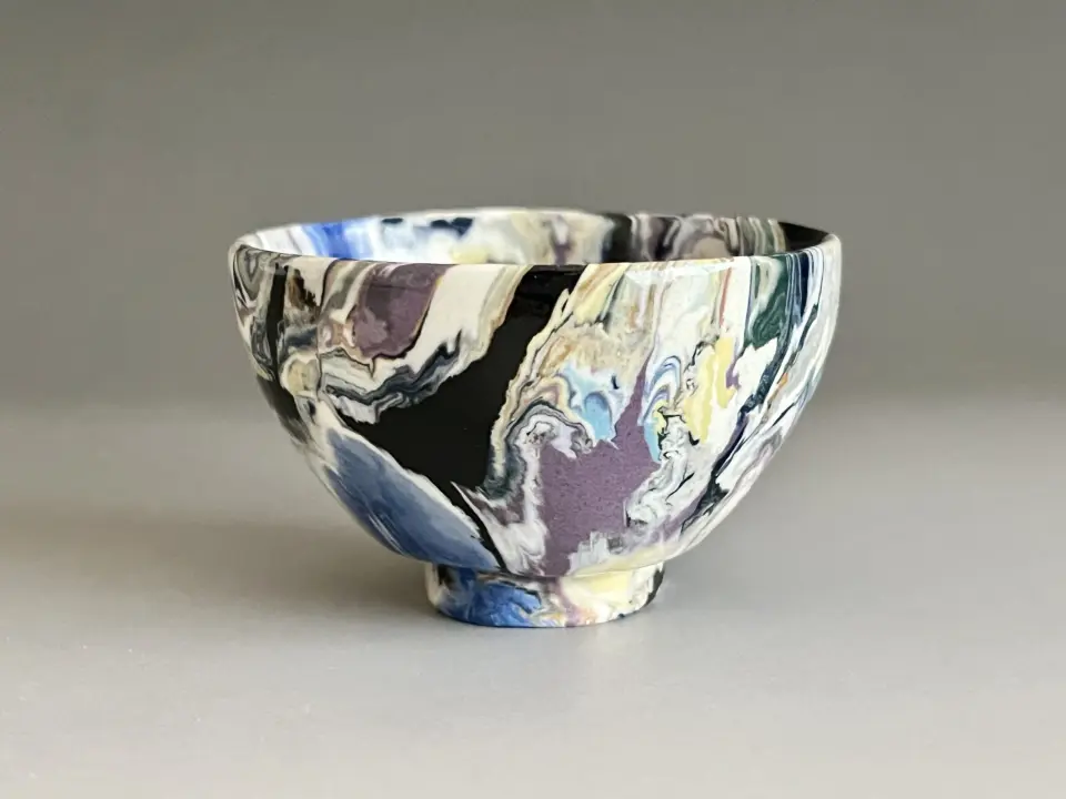 人間国宝 松井康成 萃瓷 練上茶碗 蕪絵 茶道具 二重箱 | 陶酔庵 -tousuian-