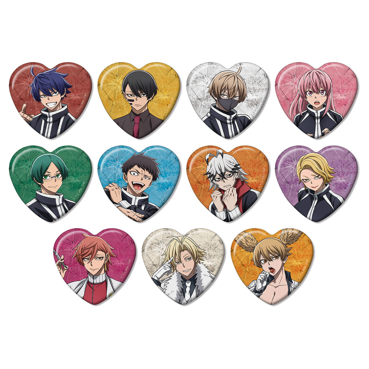 トレーディングハート型缶バッジ（単品）｜TVアニメ『桃源暗鬼』公式