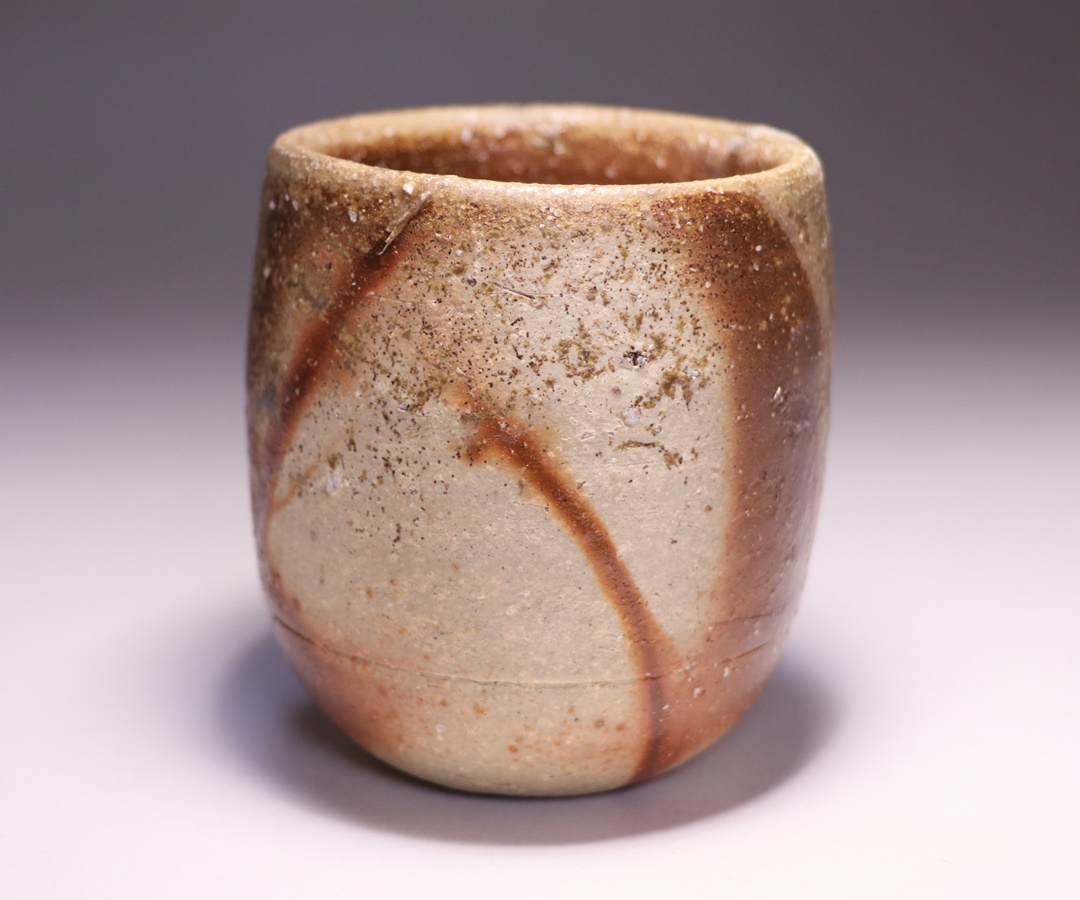 備前焼 銘あり 円筒形 陶器 約24cm 備前焼 銘あり 筒形 陶器 約24cm