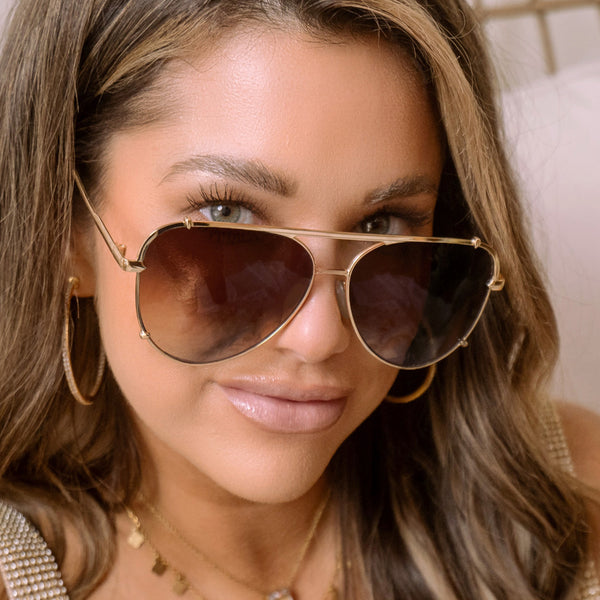 Cristina Tangle Free Aviators - Faded Brown – TopFoxx