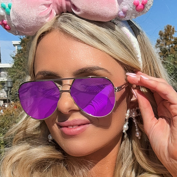 Untangled x Emily -Mirrored Purple Tangle Free Aviator Sunglasses
