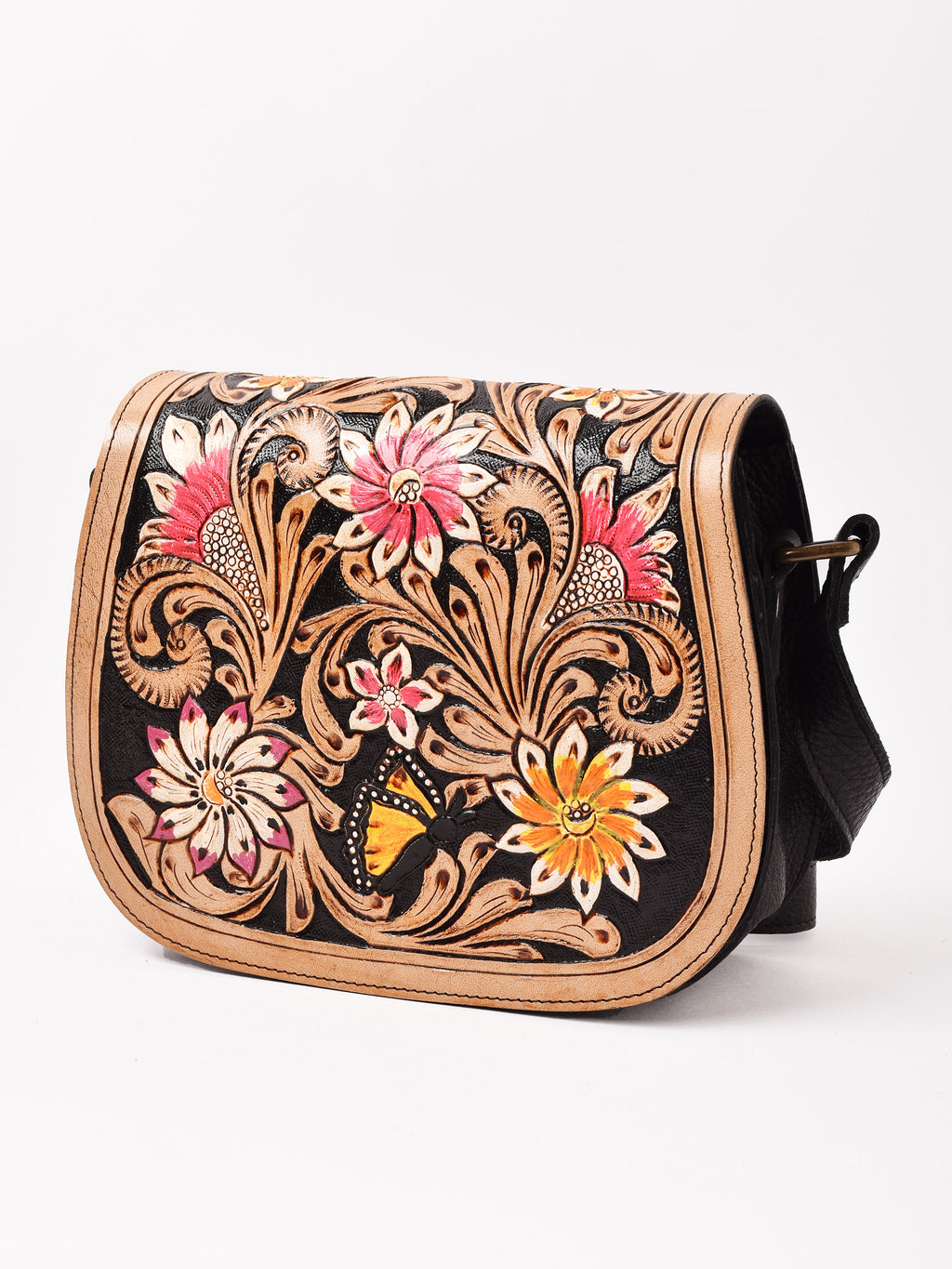 2色展開】型押し ペイント レザー ショルダーバッグ Lサイズ – 古着屋