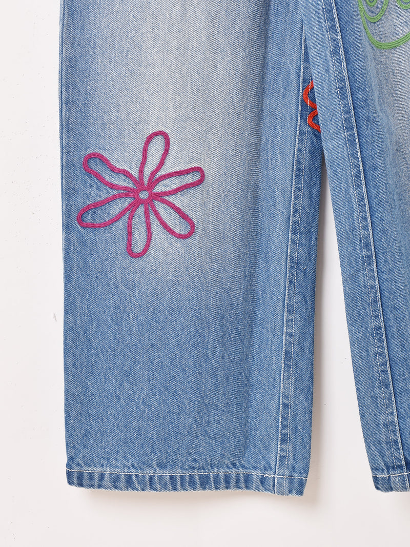 2色展開】Emerald Motel カラフル刺繍 デニムパンツ – 古着屋Top of