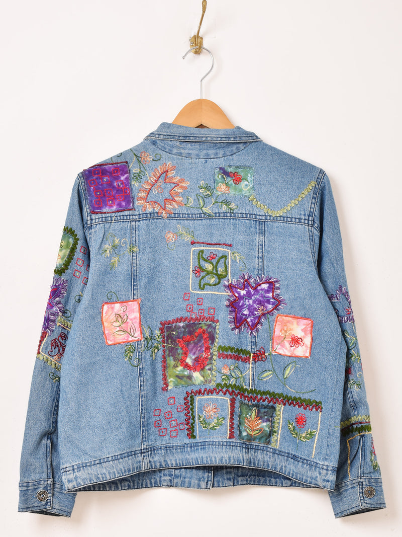 花 刺繍 パッチ デニムジャケット – 古着屋Top of the Hillのネット
