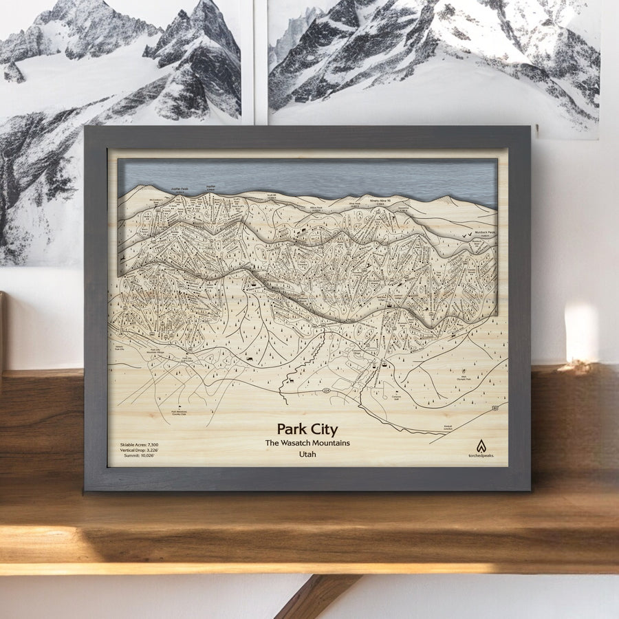Park City, UT Ski Resort Art | 3D Wooden Map