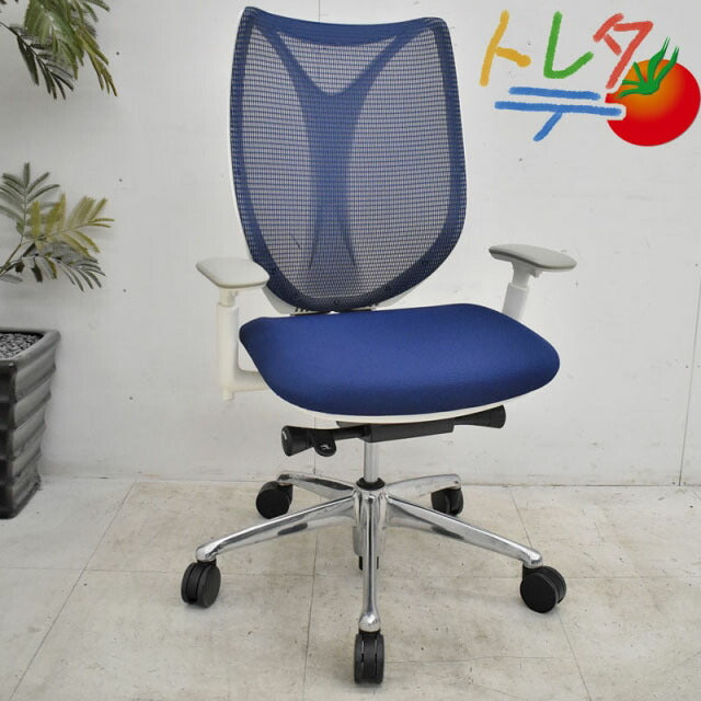 オカムラ サブリナシリーズ 可動肘 ダークブルー 2021071903【中古