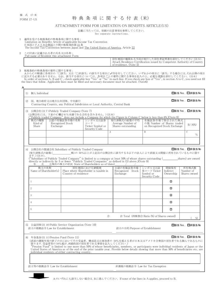 租税条約④ー特典条項・居住者証明