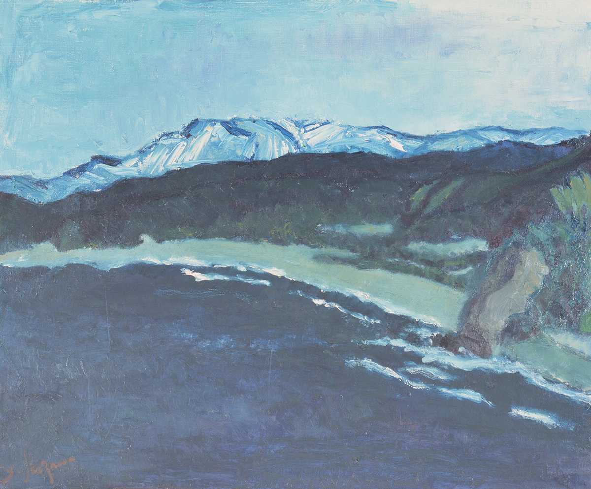 真作】伊谷賢蔵「山陰の海 浦富海岸」油彩 4号 1942年作 共シール 真作