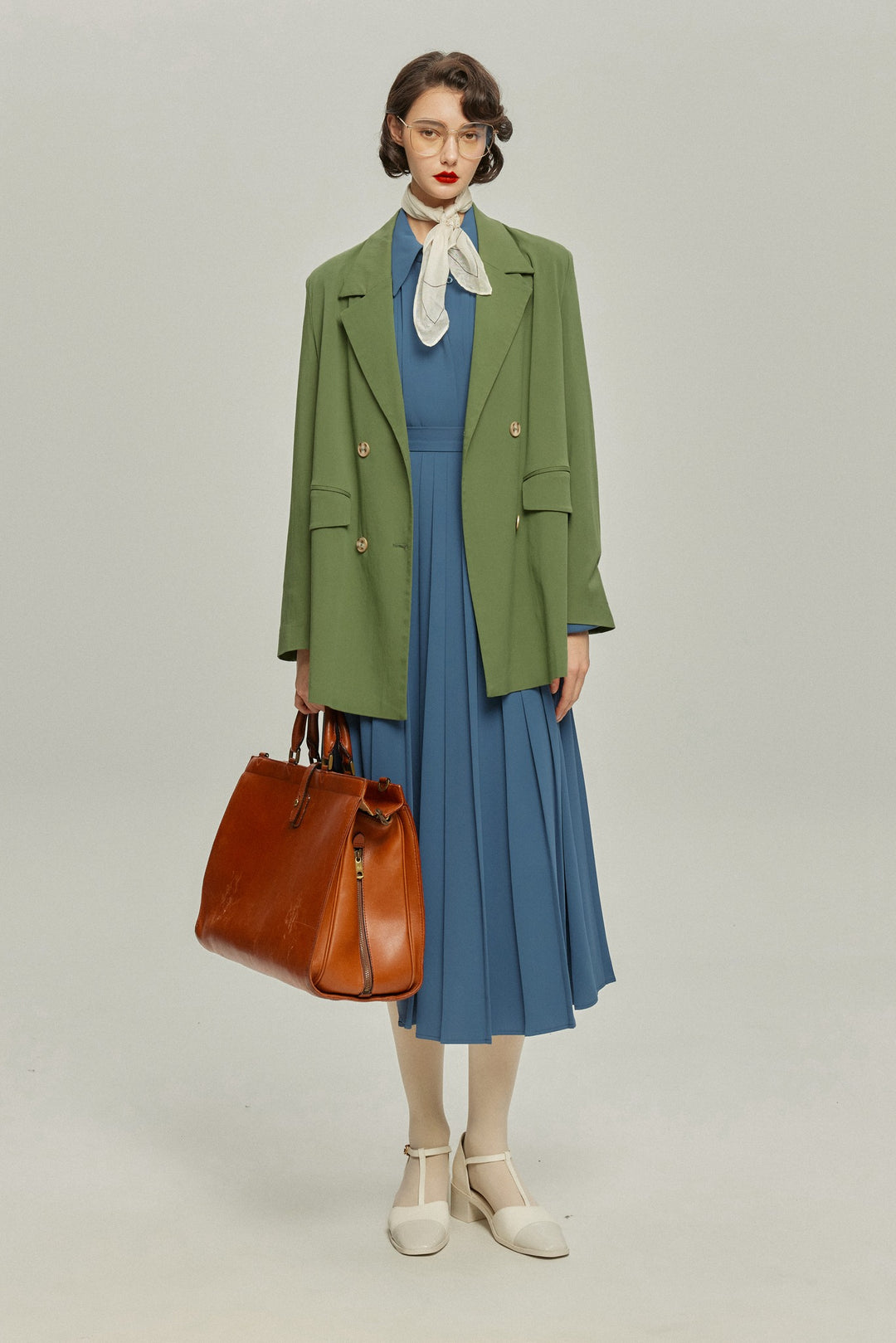 フランス語は話せますか？》ピンタックブラウス-Gray Blue – Tnewties