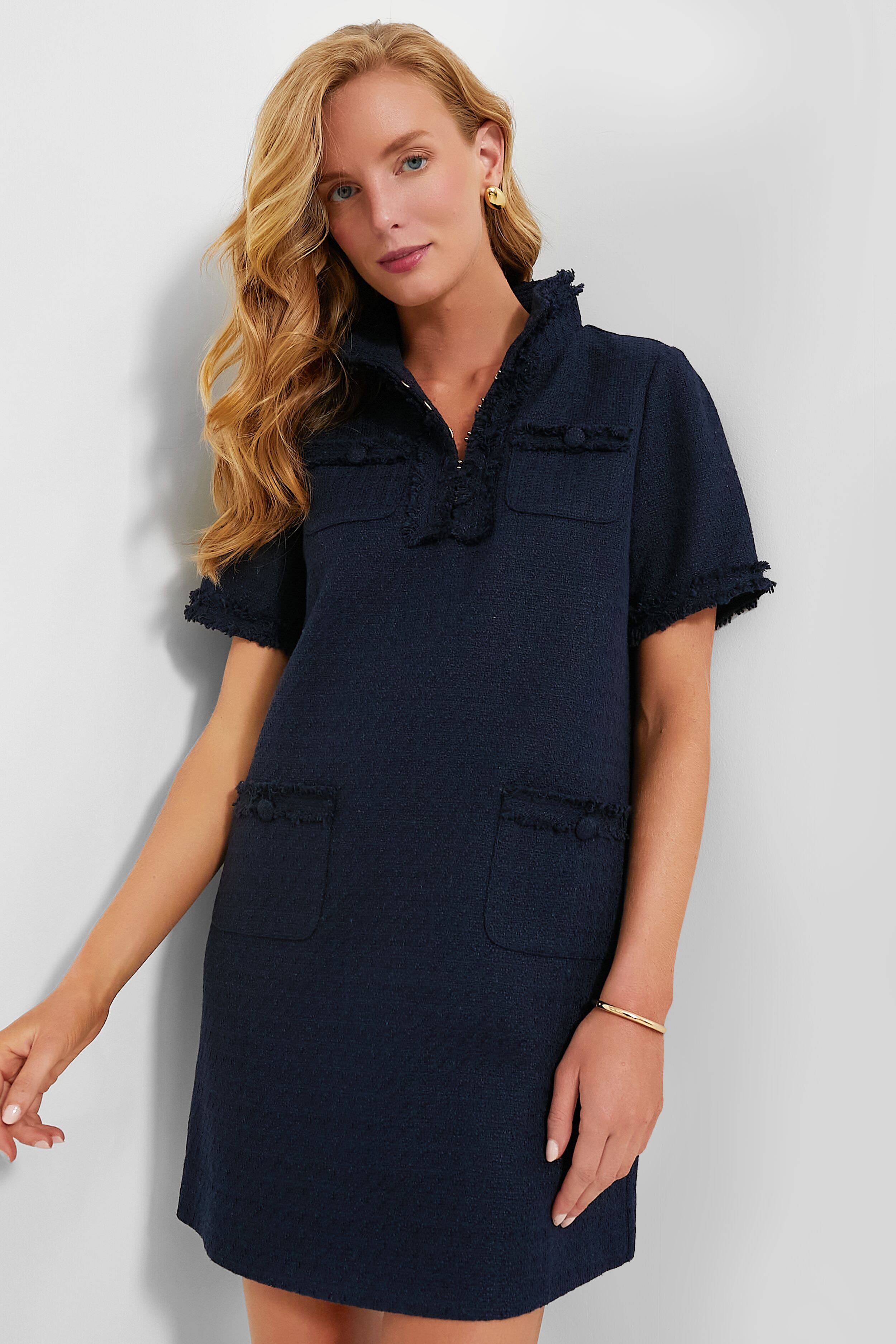 Navy Tweed Ophelia Dress | Pomander Place