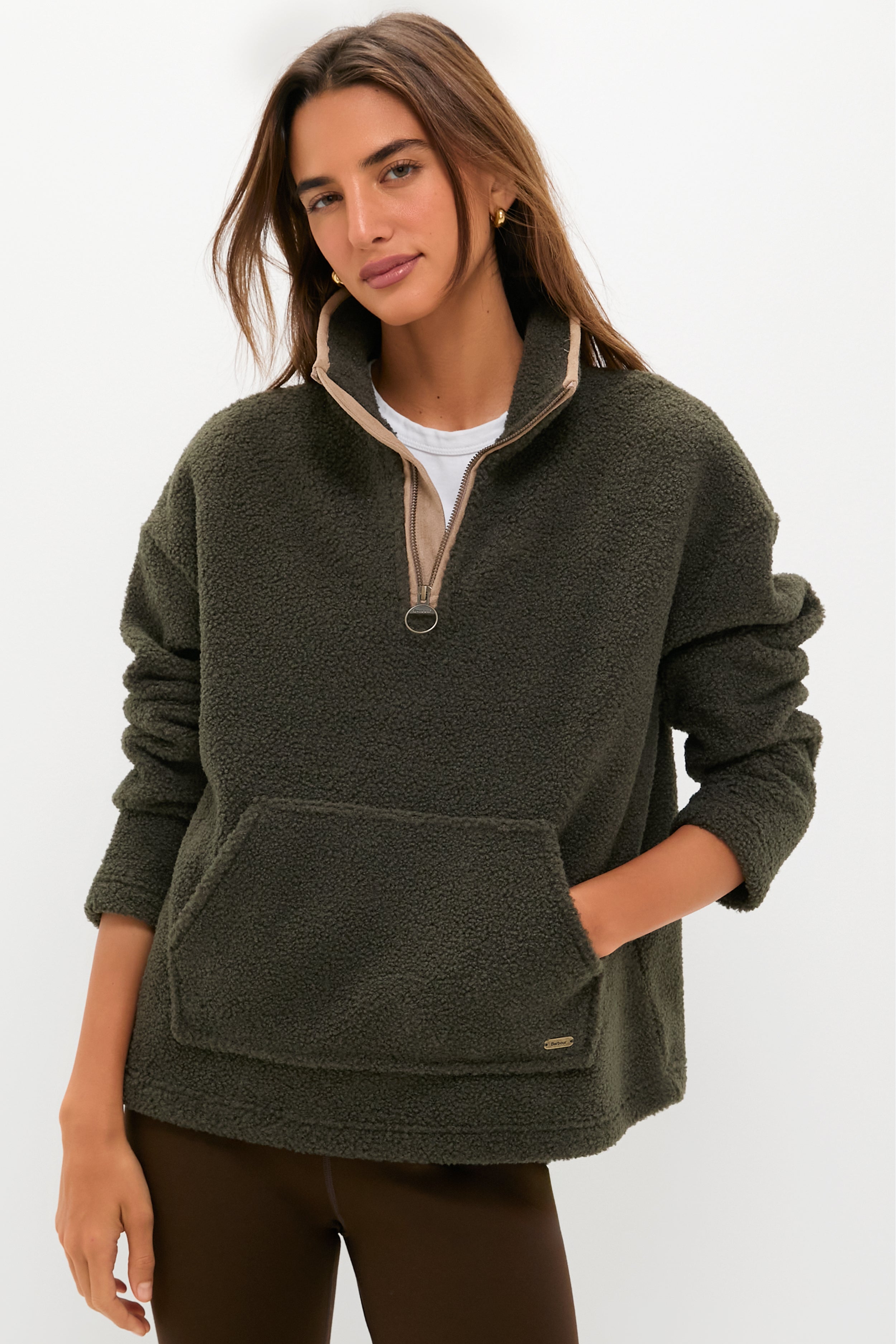 Olive Bamburgh Fleece Pullover | Barbour
