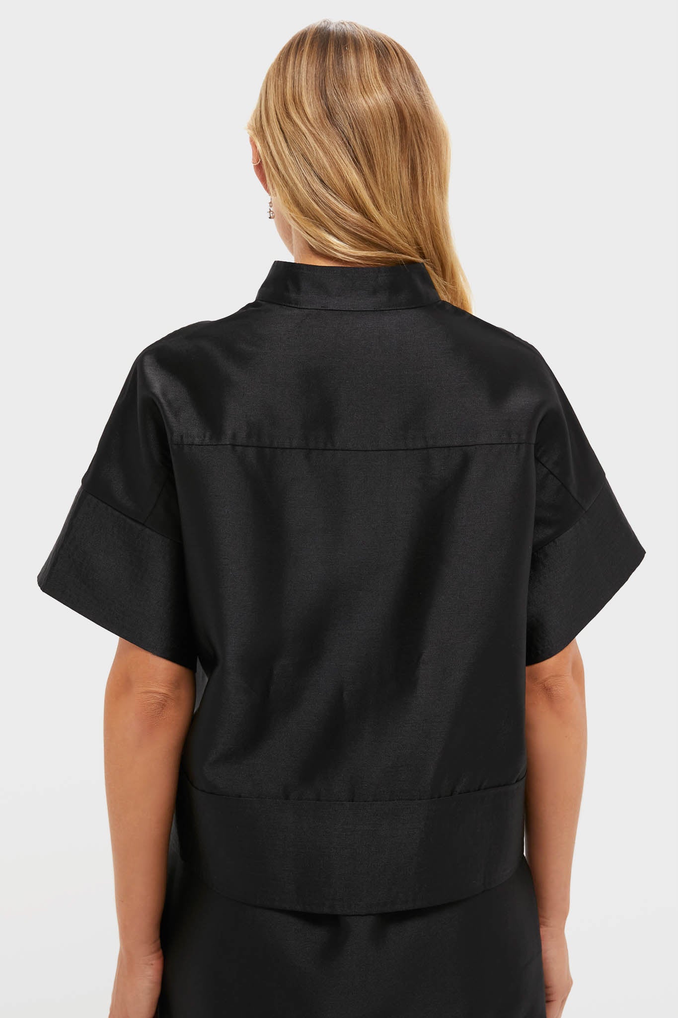 Black Dupioni Trapunto Stitch Sofia Shirt | Tuckernuck