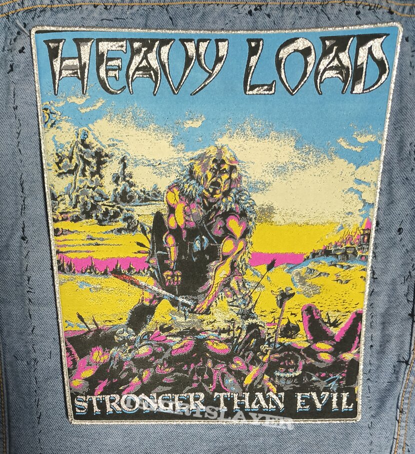 Heavy Load Stronger than evil woven Backpatch silver glitter