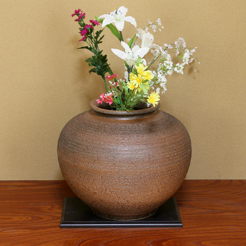 楽天市場】【ポイント8倍】信楽焼 花瓶 窯肌 松皮 丸 13号 陶器