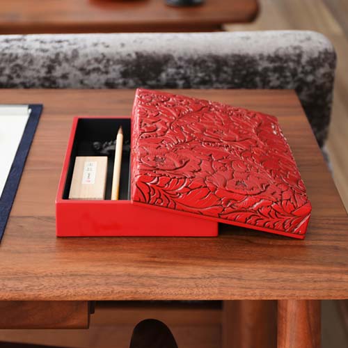 楽天市場】村上木彫堆朱 藤井漆工 硯箱 伝統工芸品 小物入れ