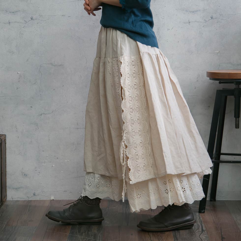 楽天市場】予約特割！重ね着スカート「風を抱く、アンティークレースの