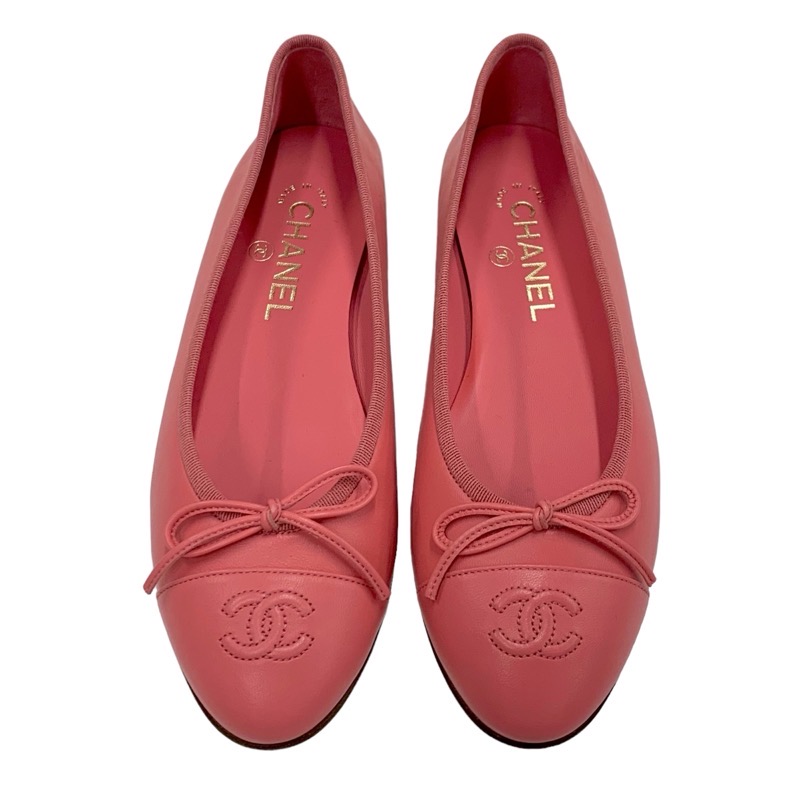 CHANEL バーガンディ バレエシューズ ココマーク フラット38.5 CHANEL