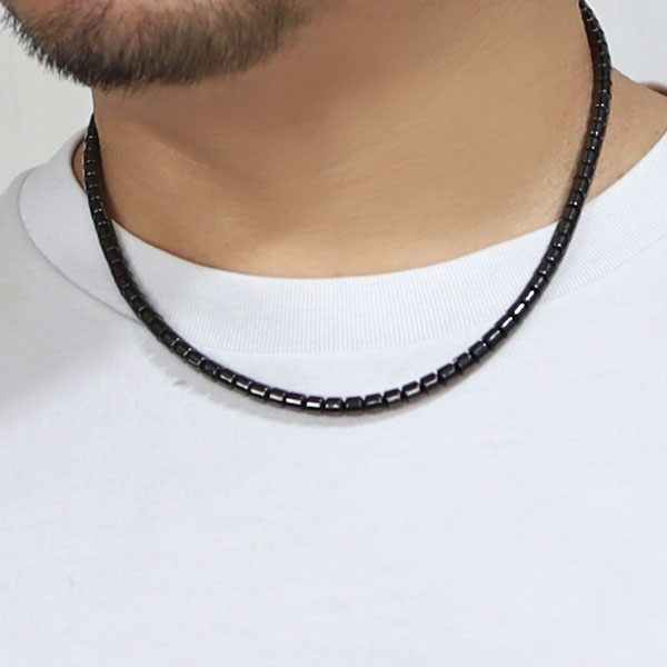 楽天市場】磁気ネックレス メンズ ヘマタイト 黒 ブラック 4~5mm 磁気