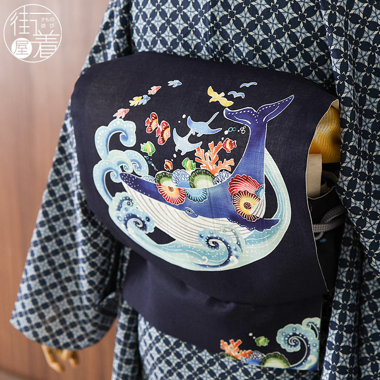 楽天市場】＼2点で3％OFFクーポン／[夏帯] 夏 名古屋帯 クジラの海