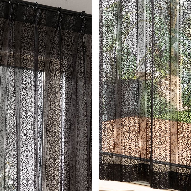 深まってゆく秋のためのミニカーテン アンティークブラックレースで