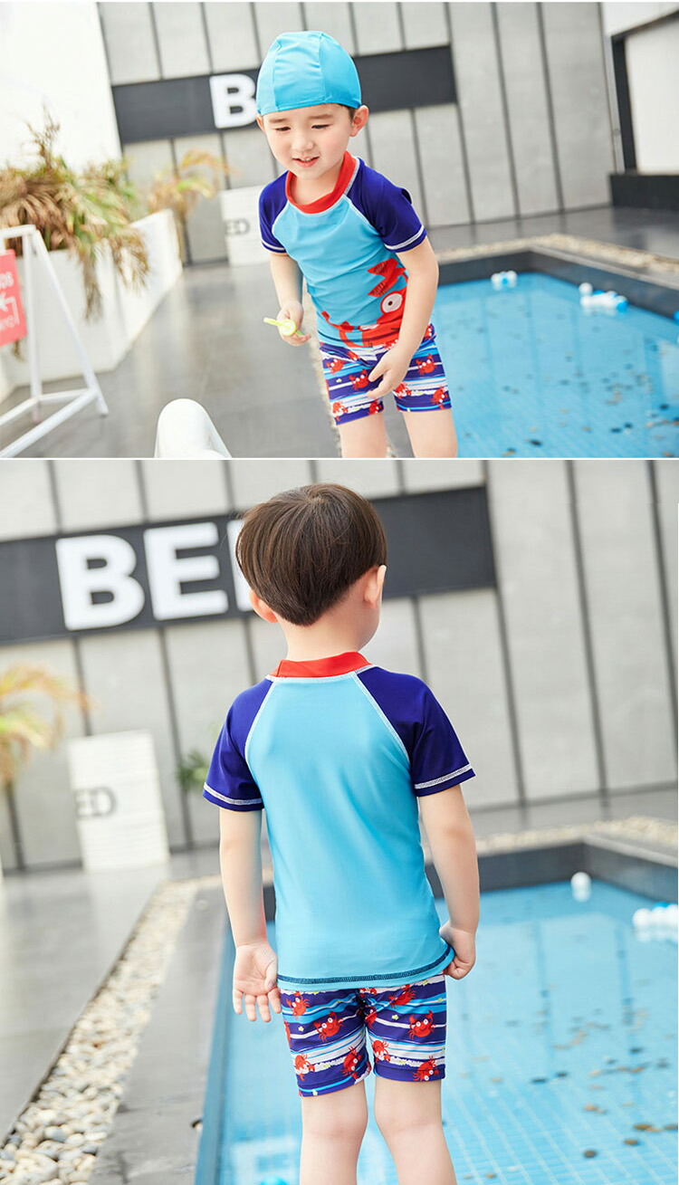 楽天市場】かに キッズ 水着 男の子 ベビー 水着 トランクス 半袖 帽子