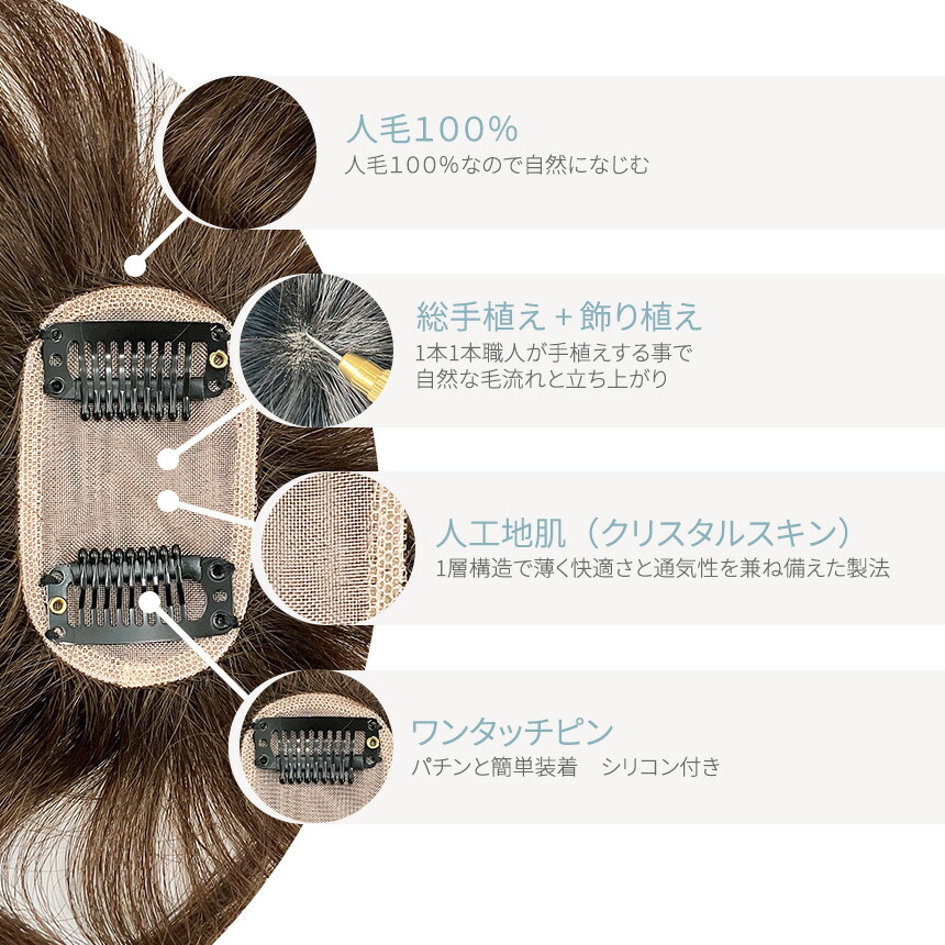 楽天市場】【人毛100%】人工地肌付きヘアピース PO-3000HKT 部分