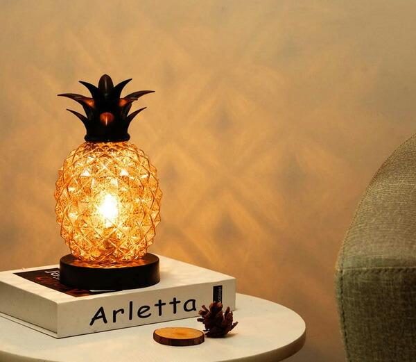 楽天市場】パイナップル 型 ガラス テーブルランプ シルバー ゴールド