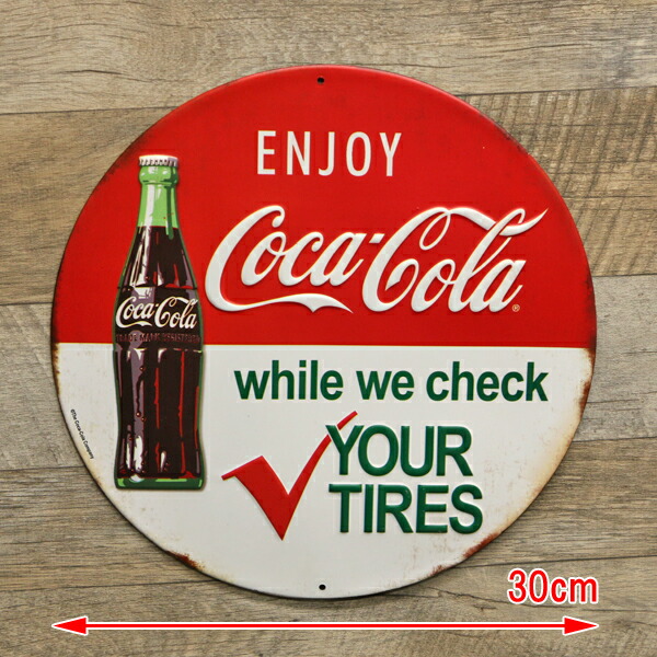楽天市場】メタルサイン ENJOY COCA COLA 直径30cm □ ブリキ看板