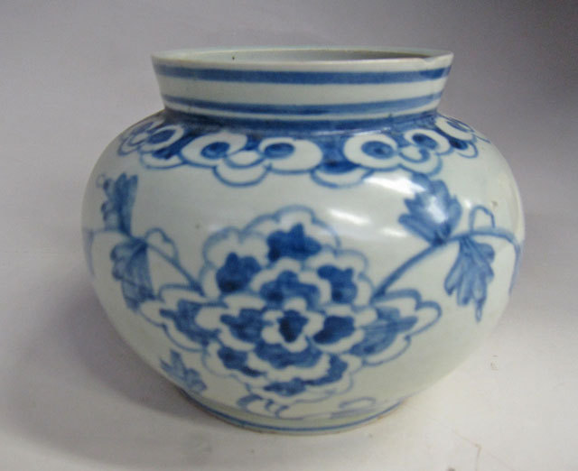 李朝 青華 染付 楼閣山水人物図 大瓶 大壺 高 約37.2cm 韓国古美術 李